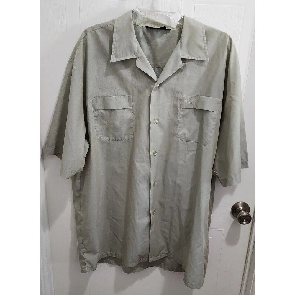 Dragonfly Clothing Company Button Up XXL Mens Short Sleeve Shirt Green Orange